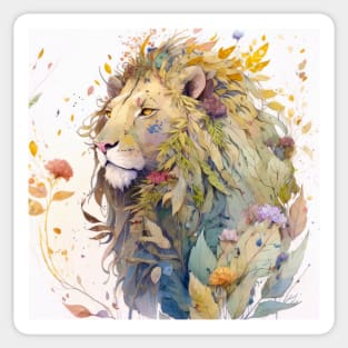 Lion Portrait Animal Painting Wildlife Outdoors Adventure Sticker